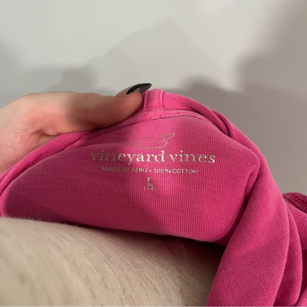 Vineyard Vines Pink Girls Large Longsleeve Hoodie T Shirt Size 14 - Picture 2 of 4